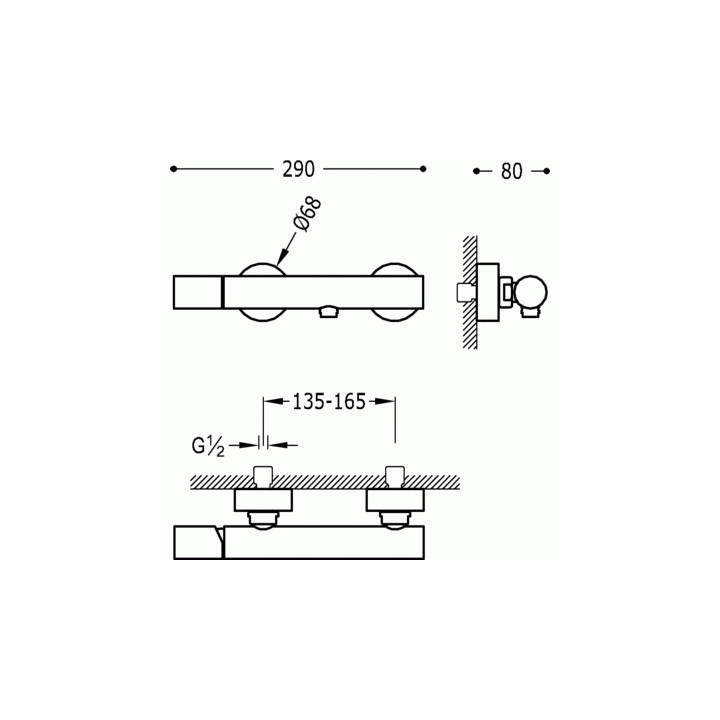 Bateria prysznicowa Tres Study Exclusive z zestawem punktowym, chrom- sanitbuy.pl