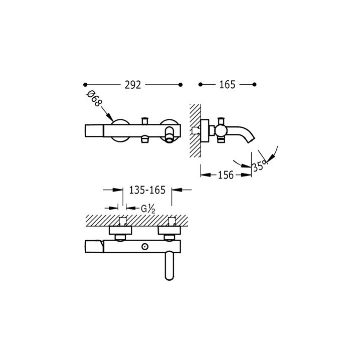 Bateria wannowa Tres Study Exclusive z zestawem punktowym, chrom- sanitbuy.pl