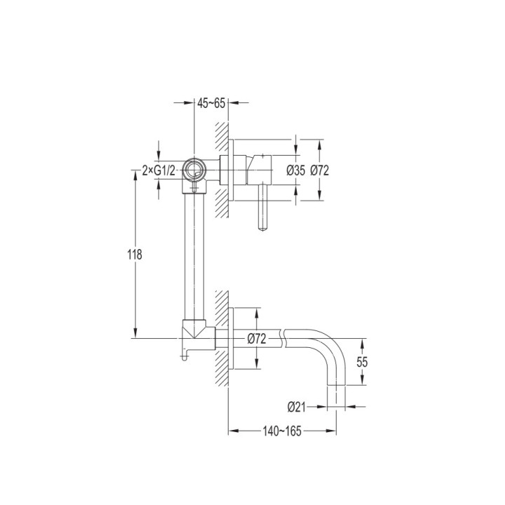 Bateria umywalkowa Omnires podtynkowa, czarna- sanitbuy.pl
