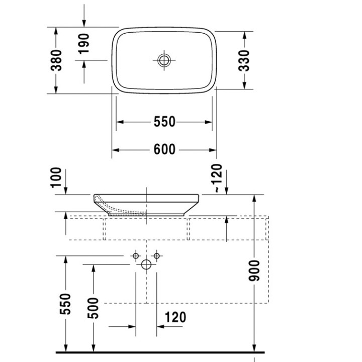 Umywalka Duravit DuraStyle prostokątna 60x38cm stawiana szlifowana bez przelewu bez otworu na baterię, biała- sanitbuy.pl