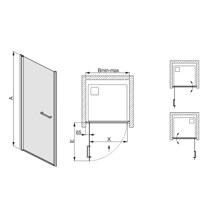Drywi skryzdowe Sanplast Prestige III 70x195cm, profil srebrny błyszczący- sanitbuy.pl