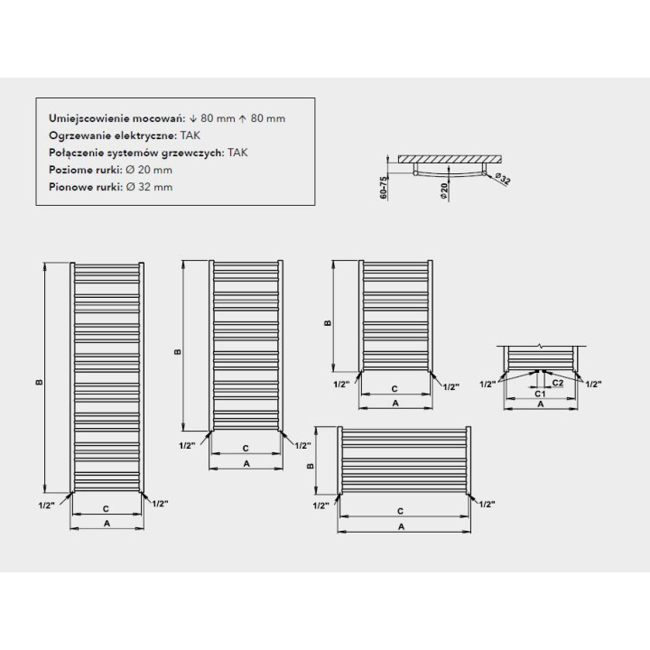Grzejnik P.M.H. Sorano 50x79 cm - biały- sanitbuy.pl