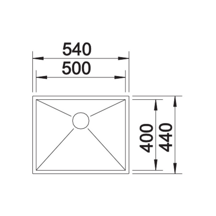 Zlewozmywak stalowy jednokomorowy Blanco Zerox 400-U 44x44 cm podwieszany bez korka automatycznego, stalowy - sanitbuy.pl