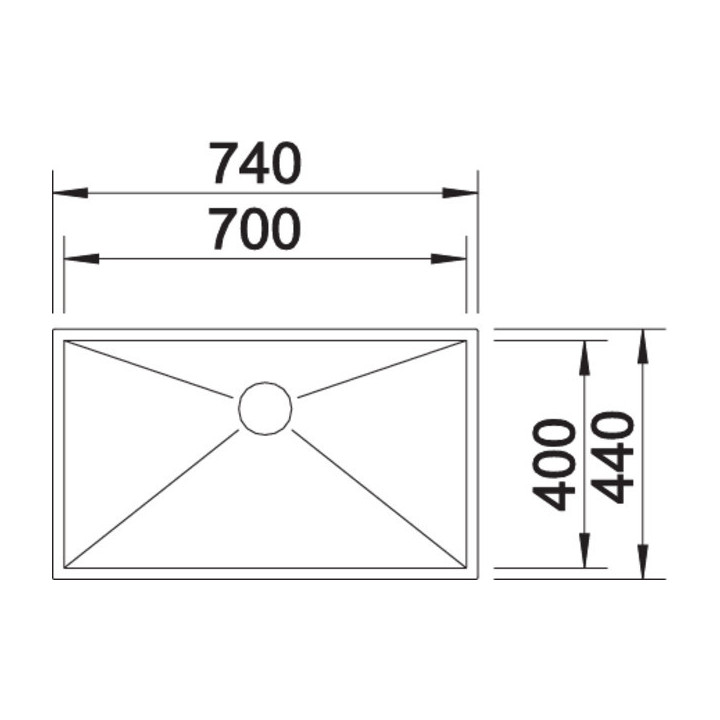 Zlewozmywak stalowy jednokomorowy Blanco Zerox 500-U 54x44 cm podwieszany bez korka automatycznego, stalowy - sanitbuy.pl