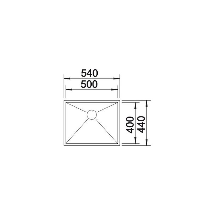Zlewozmywak stalowy jednokomorowy Blanco Zerox 450-U 49x44 cm podwieszany bez korka automatycznego, stalowy - sanitbuy.pl
