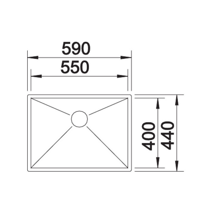 Zlewozmywak stalowy jednokomorowy Blanco Zerox 500-U 54x44 cm podwieszany bez korka automatycznego, stalowy - sanitbuy.pl