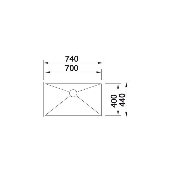Zlewozmywak stalowy jednokomorowy Blanco Zerox 550-U 59x44 cm podwieszany bez korka automatycznego, stalowy - sanitbuy.pl