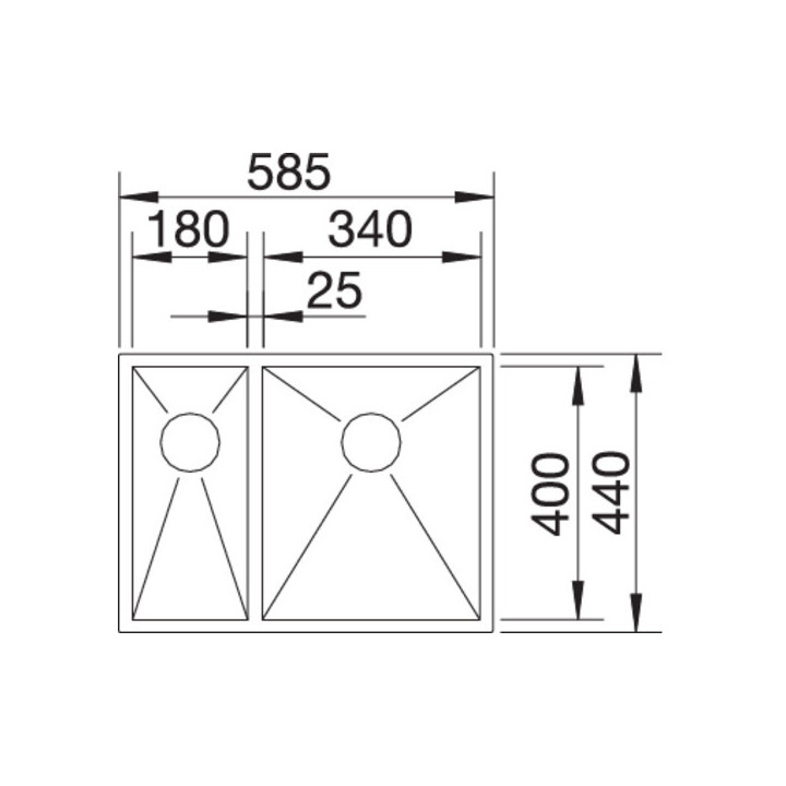 Zlewozmywak stalowy jednokomorowy Blanco Zerox 700-U 74x44 cm podwieszany bez korka automatycznego, stalowy - sanitbuy.pl
