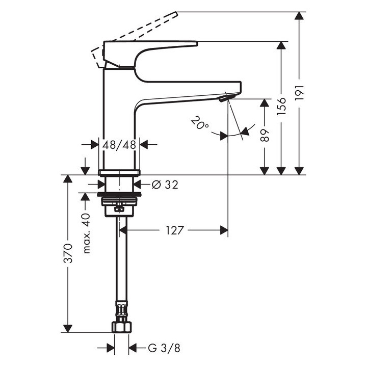 Bateria umywalkowa Hansgrohe Metropol bez mieszacza 100 do zimnej wody, uchwyt jednoramienny, chrom- sanitbuy.pl