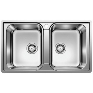 Zlewozmywak stalowy 2-komorowy Blanco Lemis 8 S-IF 116x50 cm z ociekaczem, stal polerowana - sanitbuy.pl
