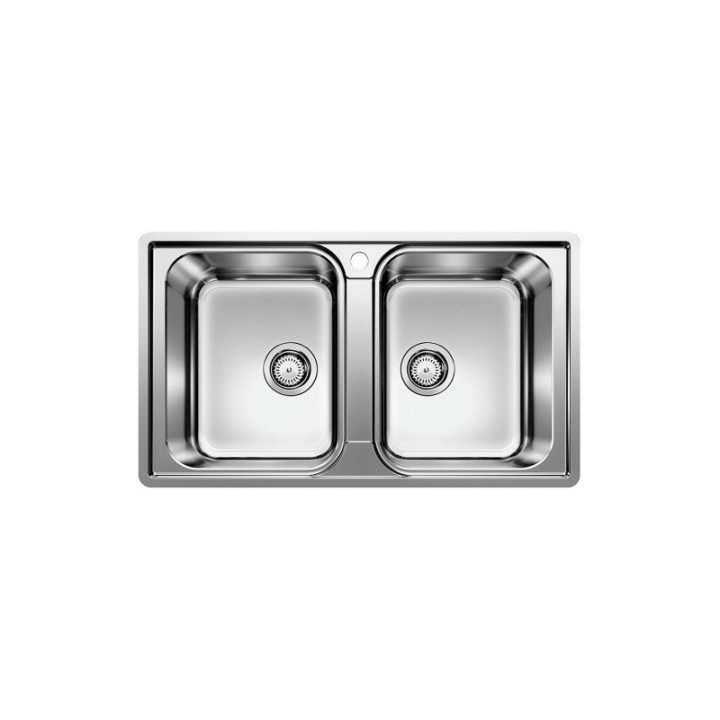 Zlewozmywak stalowy 2-komorowy Blanco Lemis 8 S-IF 116x50 cm z ociekaczem, stal polerowana - sanitbuy.pl