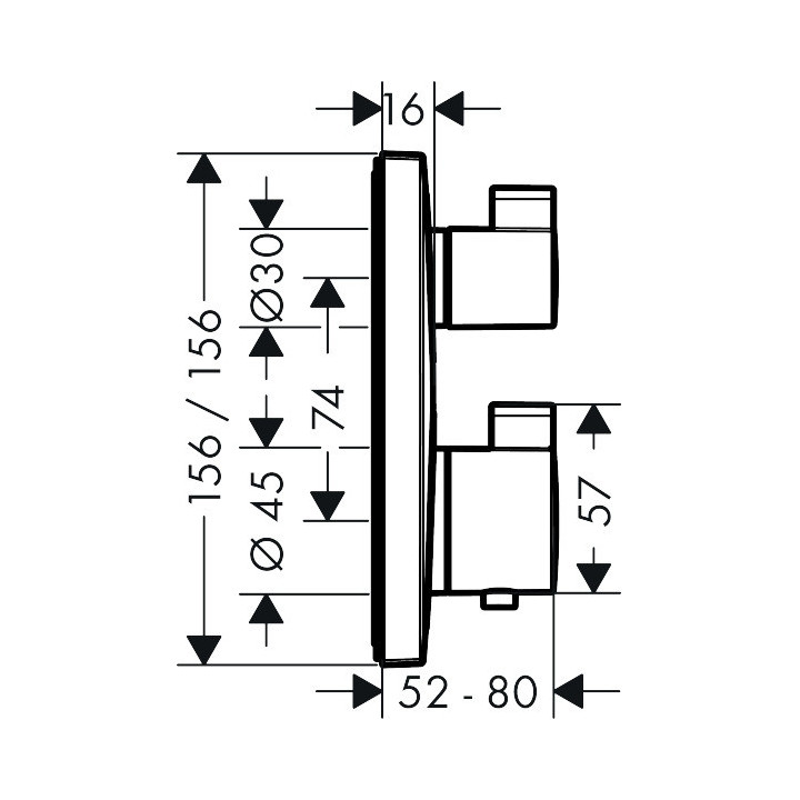 Bateria termostatyczna Hansgrohe Ecostate Square i zawory do montażu podtynkowego, chrom- sanitbuy.pl