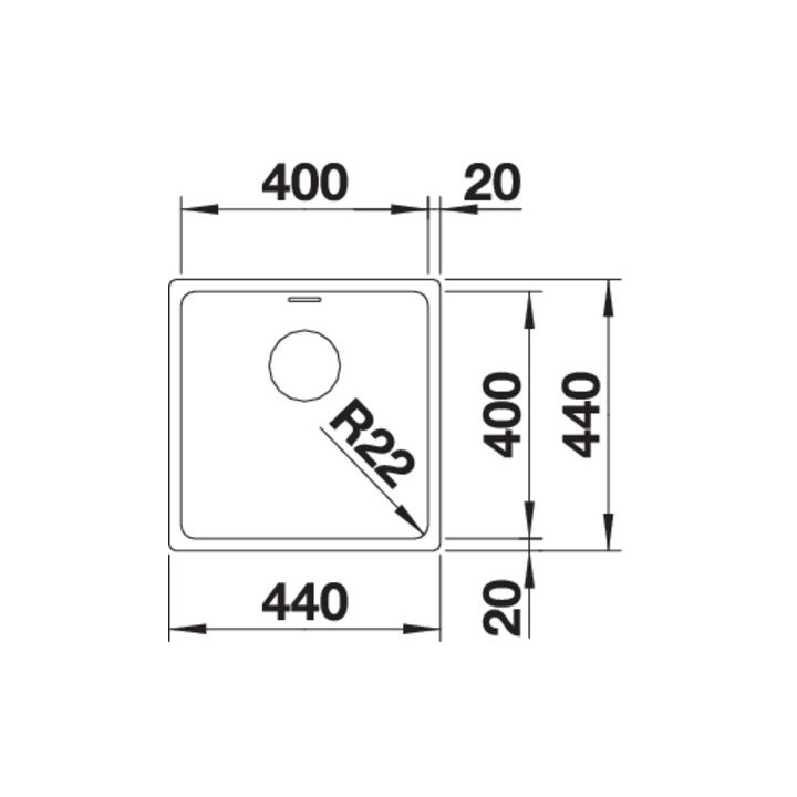 Zlewozmywak stalowy jednokomorowy Blanco Andano 340-U 38x44 cm podwieszany bez korka automatycznego, stalowy - sanitbuy.pl