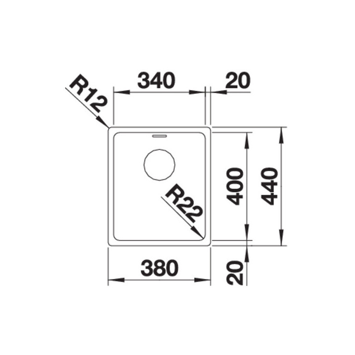 Zlewozmywak stalowy jednokomorowy Blanco Andano 400-U 44x44 cm podwieszany, bez korka automatycznego, stalowy - sanitbuy.pl