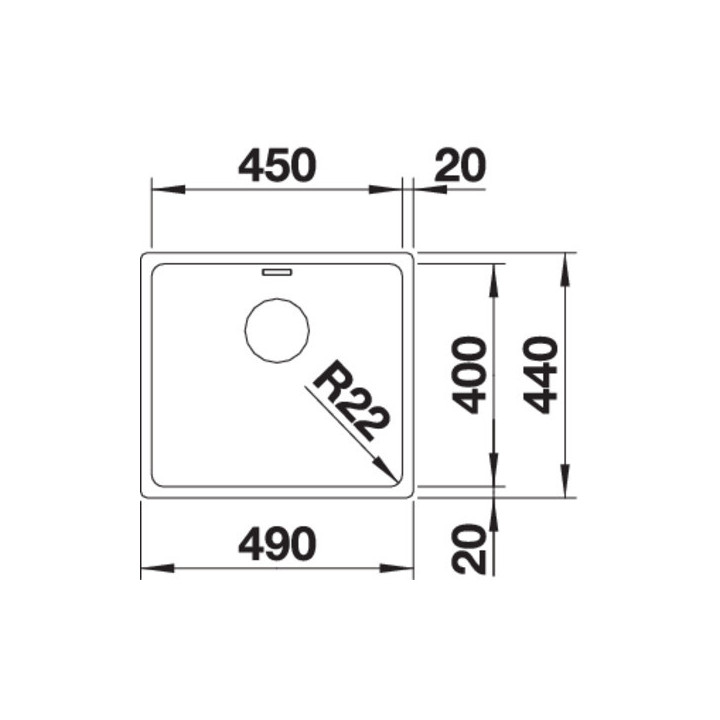 Zlewozmywak stalowy jednokomorowy Blanco Andano 400-IF 44x44 cm bez korka automatycznego, stalowy - sanitbuy.pl