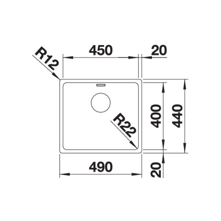 Zlewozmywak stalowy jednokomorowy Blanco Andano 450-U 49x44 cm podwieszany bez korka automatycznego, stalowy - sanitbuy.pl