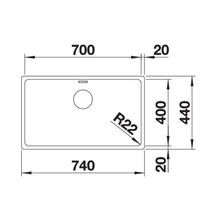 Zlewozmywak stalowy jednokomorowy Blanco Andano 500-IF 54x44 cm bez korka automatycznego, stalowy - sanitbuy.pl