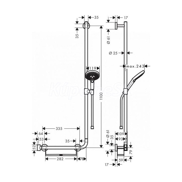 Zestaw prysznicowy Hansgrohe Raindance Select S 120 lewy, biały/chrom- sanitbuy.pl
