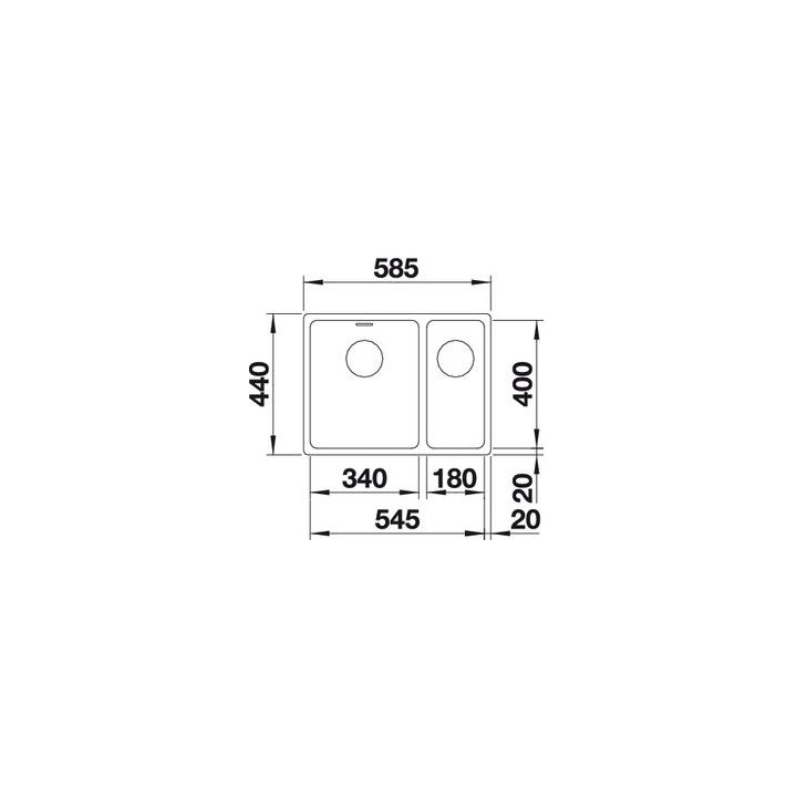 Zlewozmywak stalowy półtorakomorowy Blanco Andano 340/180-U 58,5x44 cm podwieszany prawa komora, bez korka automatycznego, stalo