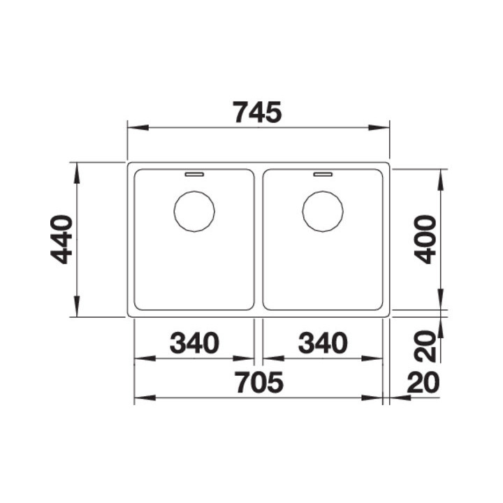 Zlewozmywak stalowy półtorakomorowy Blanco Andano 340/180-IF 58,5x44 cm lewa komora, bez korka automatycznego, stalowy - sanitbu