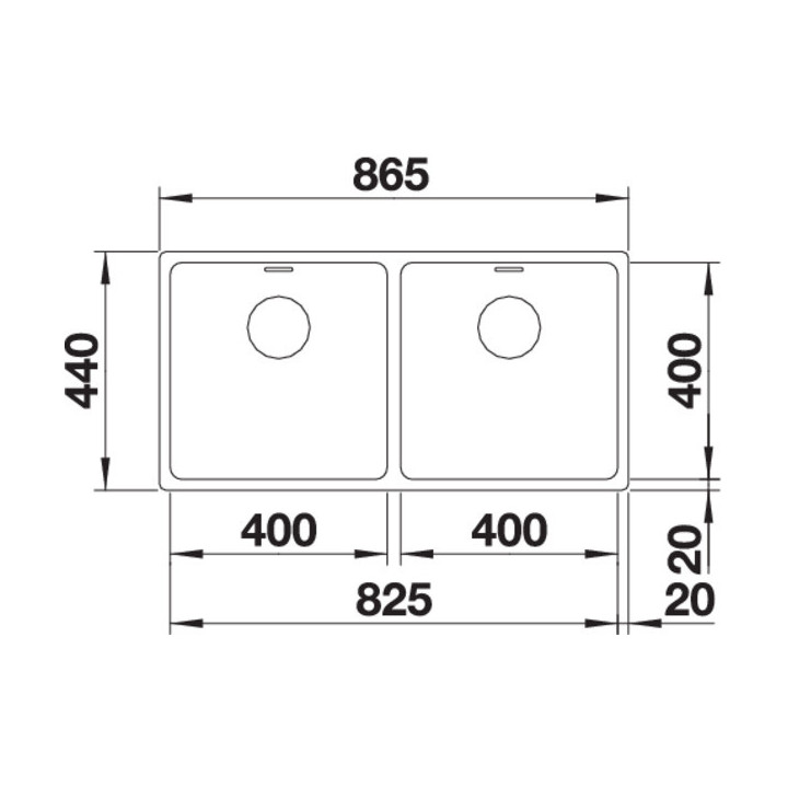 Zlewozmywak stalowy dwukomorowy Blanco Andano 400/400-U 86,5x44 cm podwieszany bez korka automatycznego, stalowy - sanitbuy.pl
