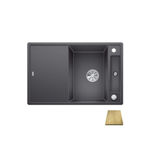 Zlew konglomeratowy + deska drewniana Axia III 45S Blanco Silgranit InFino 510x780 antracyt - sanitbuy.pl