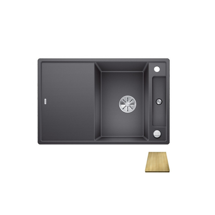 Zlew konglomeratowy + deska drewniana Axia III 45S Blanco Silgranit InFino 510x780 antracyt - sanitbuy.pl