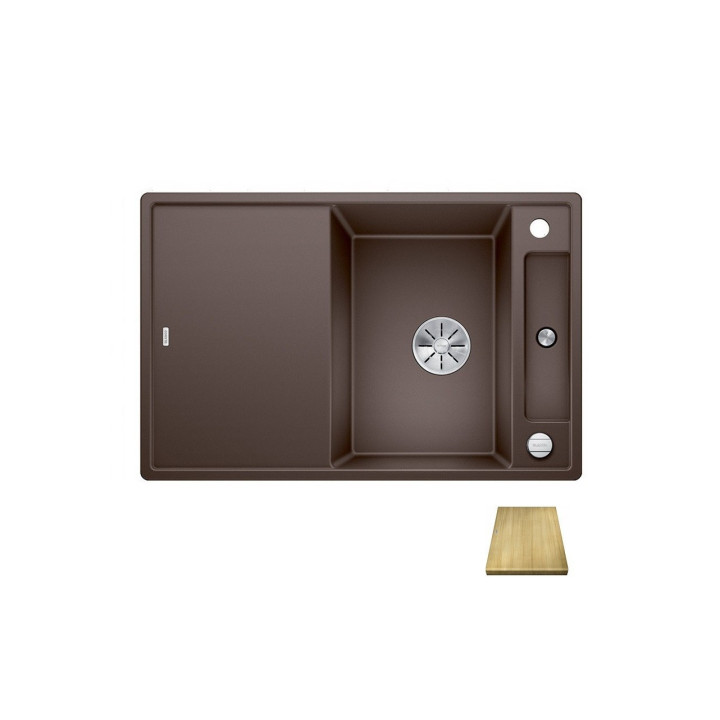 Zlew konglomeratowy + deska drewniana Axia III 45S Blanco Silgranit InFino 510x780 muszkat- sanitbuy.pl