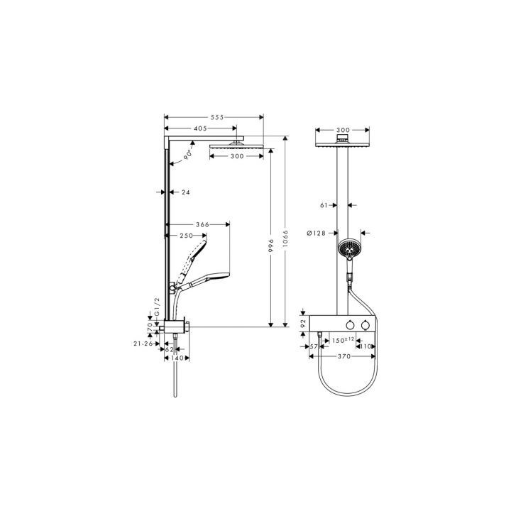 Zestaw prysznicowy termostatyczny Hansgrohe Raindance E 300 1jet 350 ST z deszczownicą chrom - sanitbuy.pl