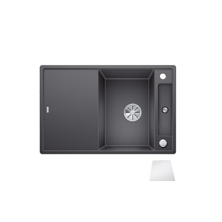 Zlew konglomeratowy + deska szklana Axia III 45S Blanco Silgranit InFino 510x780 antracyt- sanitbuy.pl