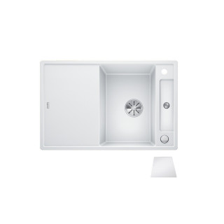 Zlew konglomeratowy + deska szklana Axia III 45S Blanco Silgranit InFino 510x780 perłowoszary- sanitbuy.pl