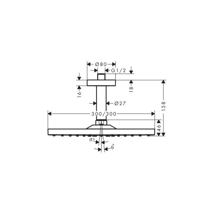 Deszczownica Hansgrohe Raindance E 30 cm kwadratowa z ramieniem sufitowym chrom - sanitbuy.pl