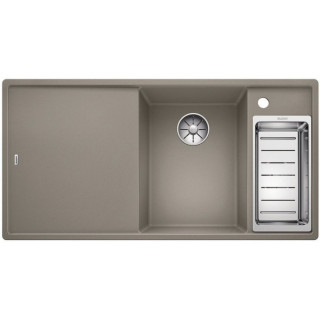 Zlew konglomeratowy + deska drewniana AXIA III 6 S Blanco Silgranit prawa komora 1000x510mm szampan- sanitbuy.pl