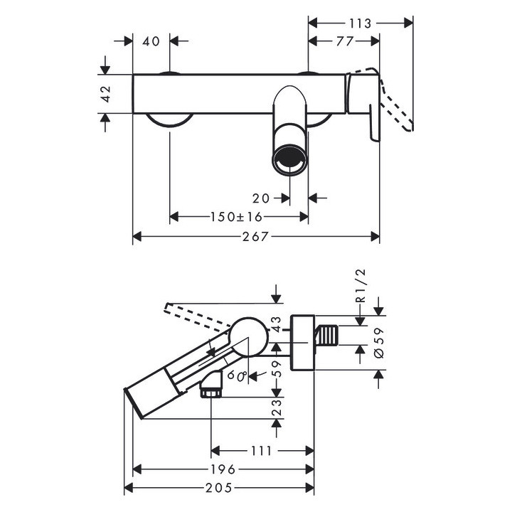Bateria wannowa Axor Strack jednouchwytowa natynkowa, chrom- sanitbuy.pl