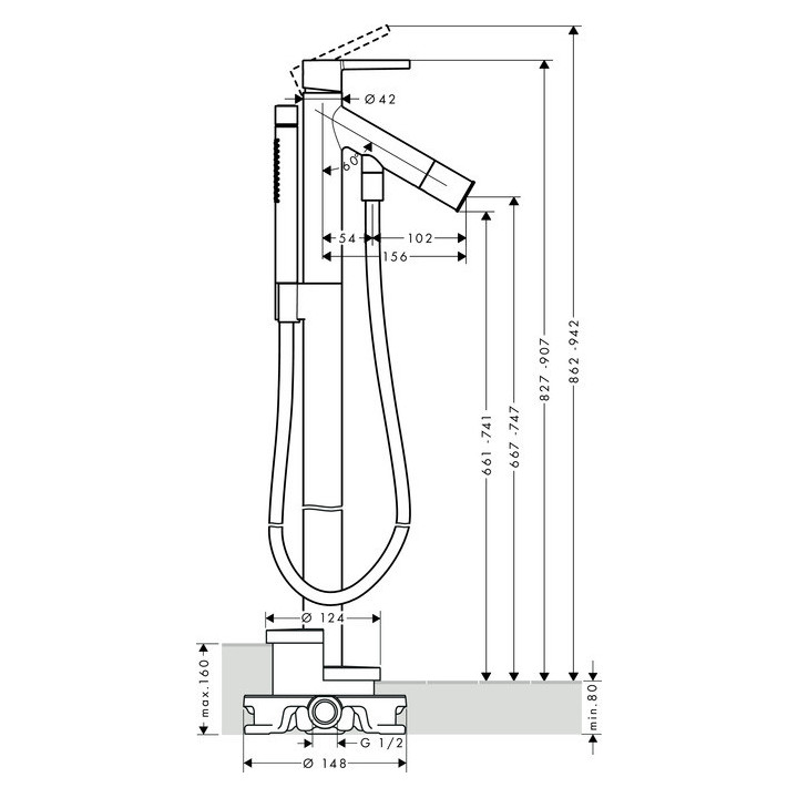 Bateria wannowa Hansgrohe Starck wolnostojąca, chrom- sanitbuy.pl