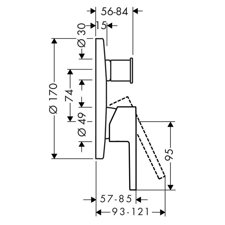 Bateria wannowa Hansgrohe Starck jednouchwytowa podtynkowa, chrom- sanitbuy.pl