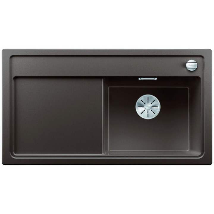 Zlew konglomeratowy ZENAR 5 S InFino Blanco Silgranit komora prawa z korkiem muszkat- sanitbuy.pl