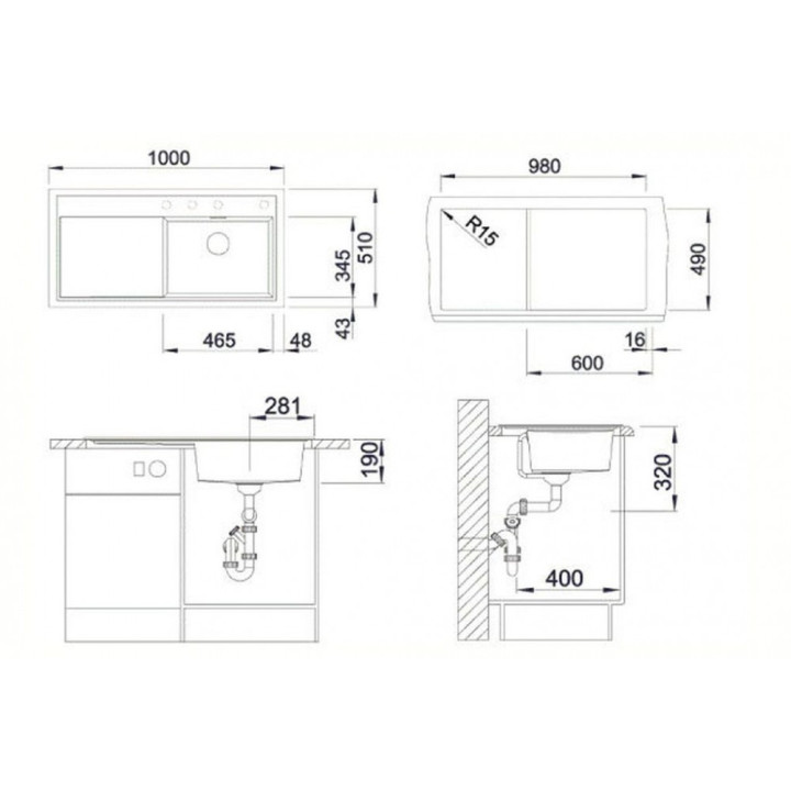 Zlew konglomeratowy ZENAR 5 S InFino Blanco Silgranit komora prawa z korkiem kawowy- sanitbuy.pl