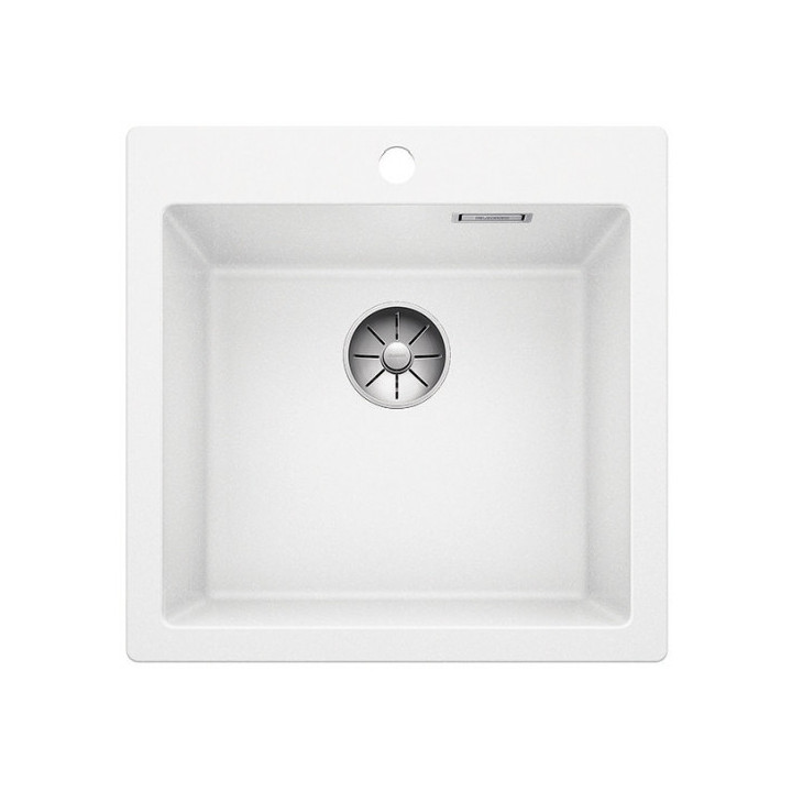 Zlew konglomeratowy Pleon 5 Blanco Silgranit 515x510 mm korek InFino z sitkiem, perłowoszary- sanitbuy.pl