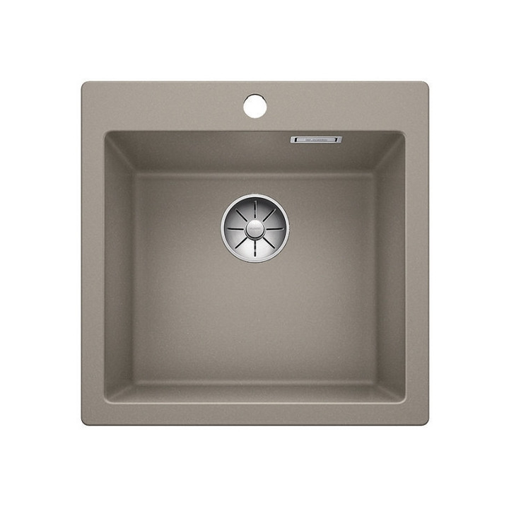 Zlew konglomeratowy Pleon 5 Blanco Silgranit 515x510 mm korek InFino z sitkiem, szampan- sanitbuy.pl