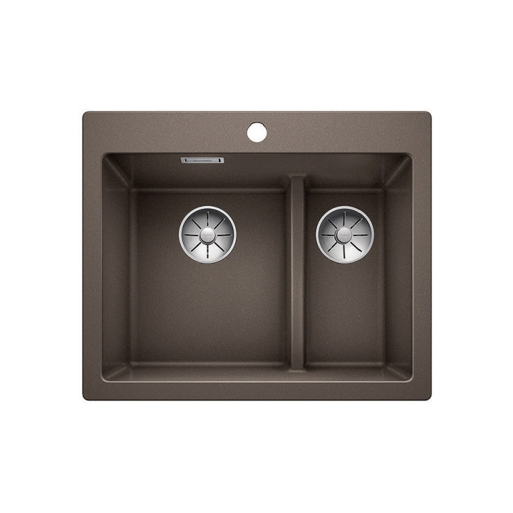 Zlew konglomeratowy Pleon 5 Split Blanco Silgranit 615x510 mm 2x korek InFino z sitkiem, muszkat- sanitbuy.pl