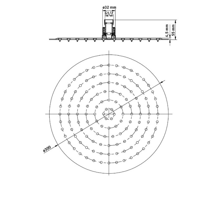 Głowica natryskowa Deante Floks fi 300mm stal- sanitbuy.pl
