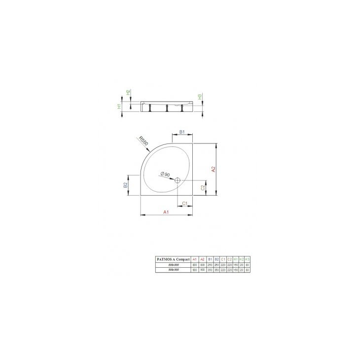 Radaway Patmos A Compact brodzik półokrągły 80cm biały- sanitbuy.pl