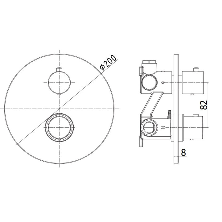 Bateria wannowa Paffoni podtynkowa termostatyczna 2-drożna, chrom- sanitbuy.pl
