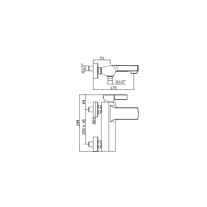 Bateria wannowa Paffoni Rock ścienna korpus, chrom- sanitbuy.pl