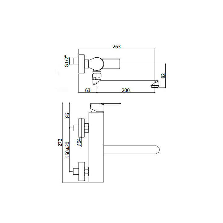 Bateria umywalkowa Paffoni Tango ścienna, chrom- sanitbuy.pl