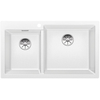 Blanco Pleon 9 Zlewozmywak granitowy Silgranit PuraDur dwukomorowy 86x50 cm bez korka automatycznego, perłowoszary- sanitbuy.pl