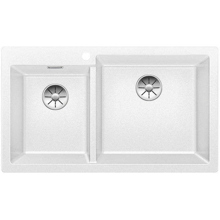Blanco Pleon 9 Zlewozmywak granitowy Silgranit PuraDur dwukomorowy 86x50 cm bez korka automatycznego, perłowoszary- sanitbuy.pl