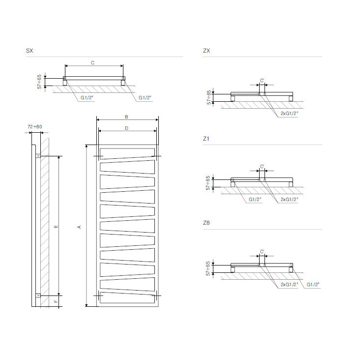 Grzejnik Terma ZigZag 178x50 cm - biały/ kolor- sanitbuy.pl