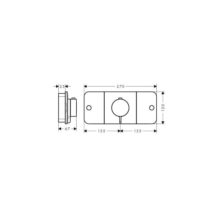 Axor One Moduł z termostatem do 2 odbiorników, montaż podtynkowy, element zewnętrzny- sanitbuy.pl